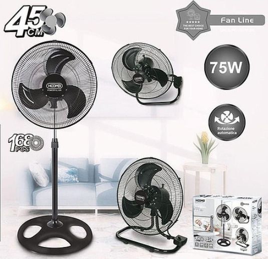 Ανεμιστήρας Ορθοστάτης 3 σε 1 75W Διαμέτρου 45cm Hoomei - Μαύρο Ανεμιστήρας Ορθοστάτης 3 σε 1 75W Διαμέτρου 45cm Hoomei - Μαύρο