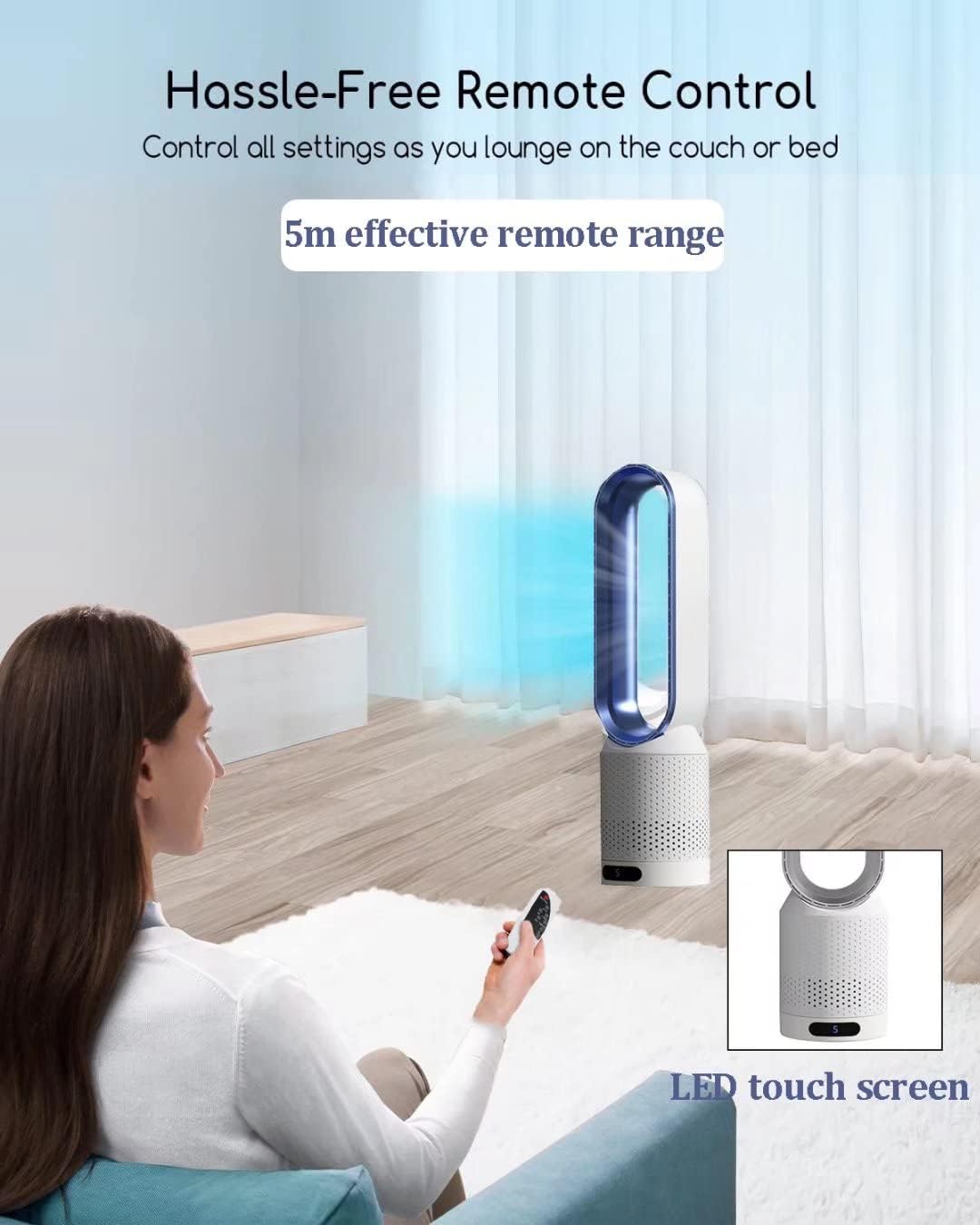 Ανεμιστήρας Πύργος χωρίς Πτερύγια 57cm με Τηλεχειριστήριο & Καθαρισμό Αέρα - Ιδανικός για Σπίτι & Γραφείο - Arrango Ανεμιστήρας Πύργος χωρίς Πτερύγια 57cm με Τηλεχειριστήριο & Καθαρισμό Αέρα - Ιδανικός για Σπίτι & Γραφείο - Arrango