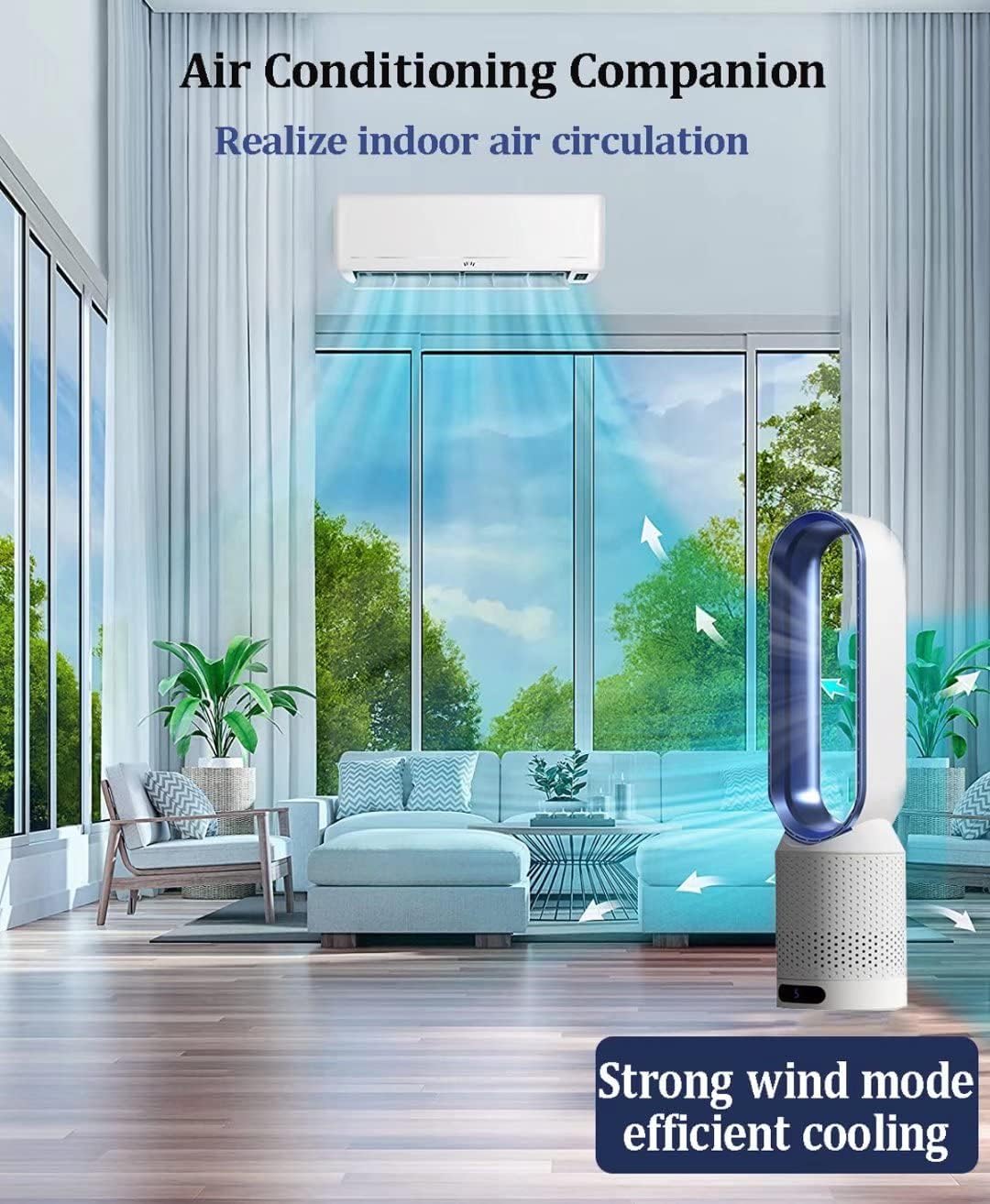 Ανεμιστήρας Πύργος χωρίς Πτερύγια 57cm με Τηλεχειριστήριο & Καθαρισμό Αέρα - Ιδανικός για Σπίτι & Γραφείο - Arrango Ανεμιστήρας Πύργος χωρίς Πτερύγια 57cm με Τηλεχειριστήριο & Καθαρισμό Αέρα - Ιδανικός για Σπίτι & Γραφείο - Arrango