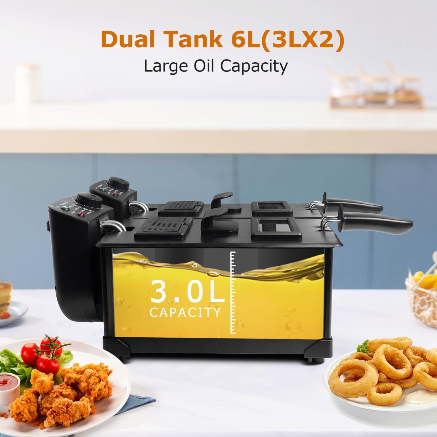 Ανοξείδωτη Φριτέζα 2 Θέσεων 6L 2x 1800W - Με Καπάκια και Ρύθμιση Θερμοκρασίας - AIGOSTAR Ανοξείδωτη Φριτέζα 2 Θέσεων 6L 2x 1800W - Με Καπάκια και Ρύθμιση Θερμοκρασίας - AIGOSTAR