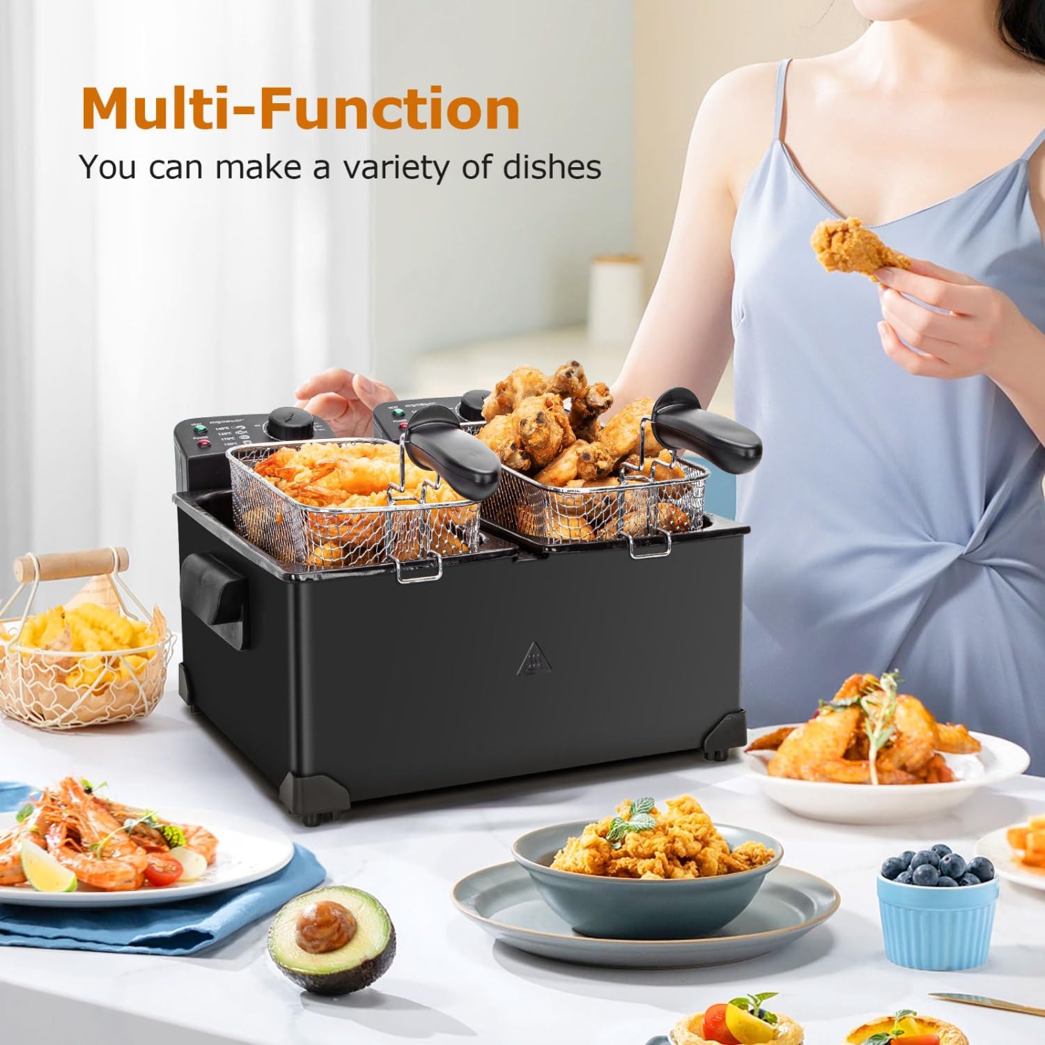 Ανοξείδωτη Φριτέζα 2 Θέσεων 6L 2x 1800W - Με Καπάκια και Ρύθμιση Θερμοκρασίας - AIGOSTAR Ανοξείδωτη Φριτέζα 2 Θέσεων 6L 2x 1800W - Με Καπάκια και Ρύθμιση Θερμοκρασίας - AIGOSTAR