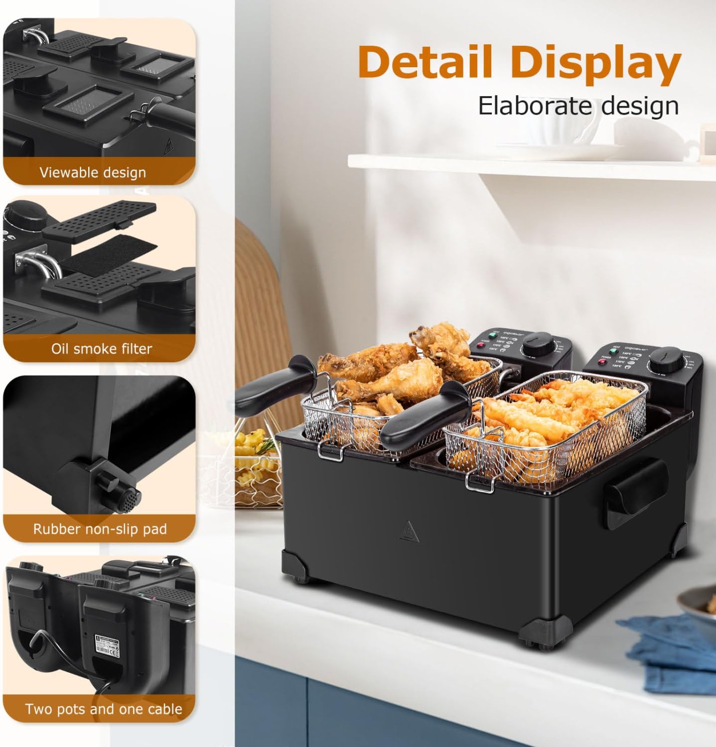 Ανοξείδωτη Φριτέζα 2 Θέσεων 6L 2x 1800W - Με Καπάκια και Ρύθμιση Θερμοκρασίας - AIGOSTAR Ανοξείδωτη Φριτέζα 2 Θέσεων 6L 2x 1800W - Με Καπάκια και Ρύθμιση Θερμοκρασίας - AIGOSTAR