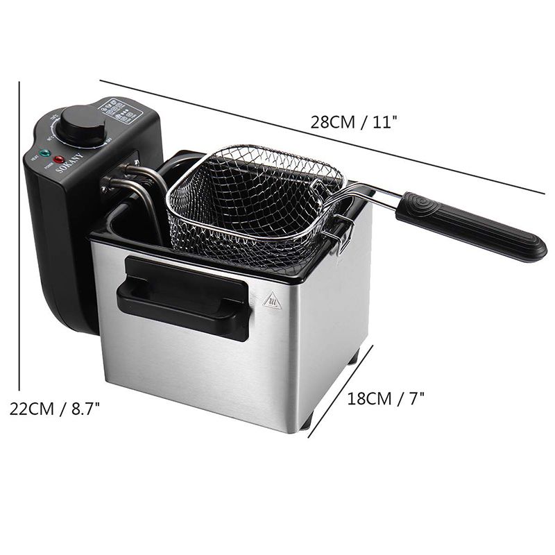 Ανοξείδωτη Φριτέζα Λαδιού 1.5L 2000W Ταχείας Θέρμανσης με Αποσπώμενο Κάδο SOKANY Ανοξείδωτη Φριτέζα Λαδιού 1.5L 2000W Ταχείας Θέρμανσης με Αποσπώμενο Κάδο SOKANY