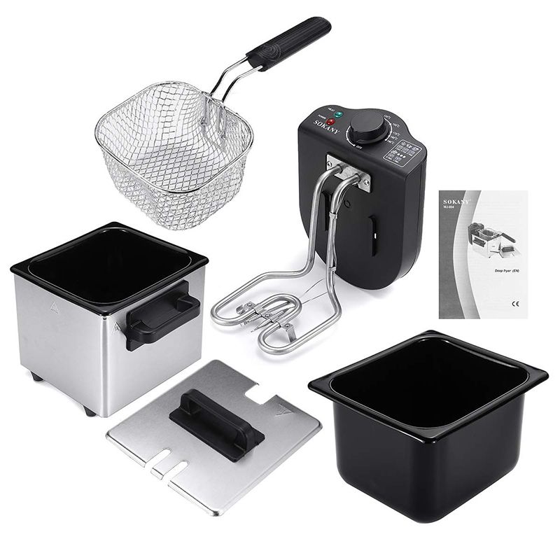 Ανοξείδωτη Φριτέζα Λαδιού 1.5L 2000W Ταχείας Θέρμανσης με Αποσπώμενο Κάδο SOKANY Ανοξείδωτη Φριτέζα Λαδιού 1.5L 2000W Ταχείας Θέρμανσης με Αποσπώμενο Κάδο SOKANY
