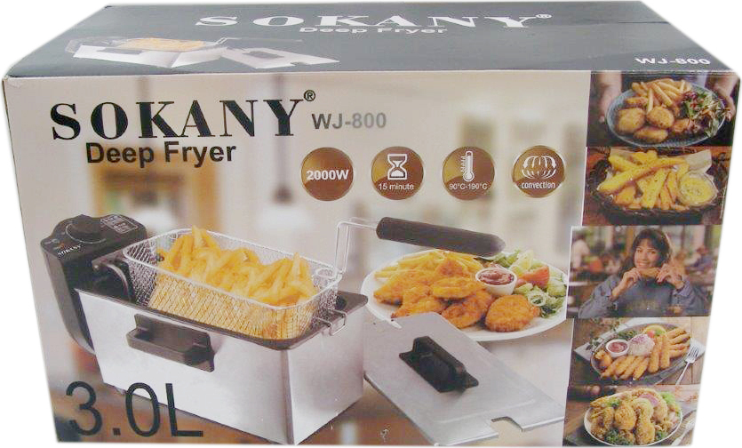 Ανοξείδωτη Φριτέζα Λαδιού 3L 2000W με Αποσπώμενο Κάδο SOKANY Ασημένια Ανοξείδωτη Φριτέζα Λαδιού 3L 2000W με Αποσπώμενο Κάδο SOKANY Ασημένια
