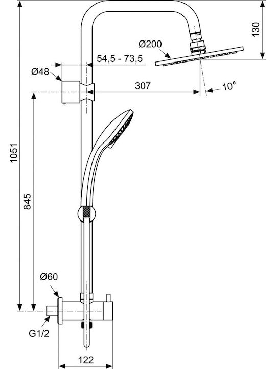 Ανοξείδωτη Πτυσσόμενη Στήλη Στρογγυλή Ντουζιέρα Nireas με Τηλέφωνο 93cm Ανοξείδωτη Πτυσσόμενη Στήλη Στρογγυλή Ντουζιέρα Nireas με Τηλέφωνο 93cm