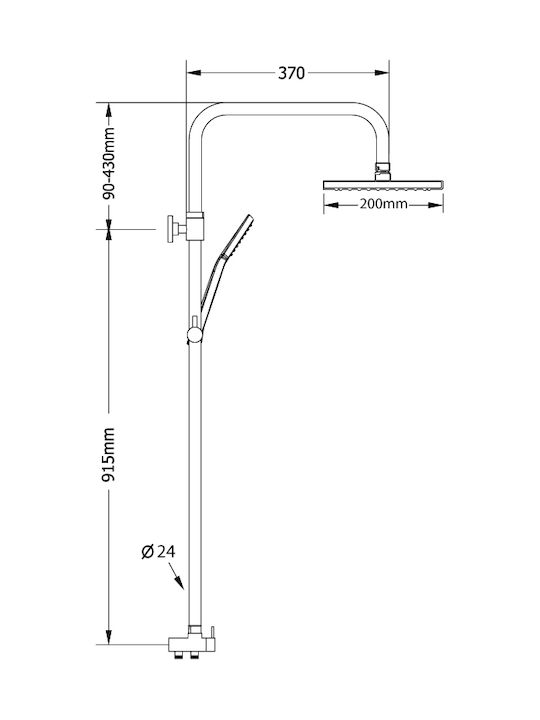 Ρυθμιζόμενη Στήλη Ντουζ Poseidon με Μπαταρία 100.5 - 134.5cm Ρυθμιζόμενη Στήλη Ντουζ Poseidon με Μπαταρία 100.5 - 134.5cm