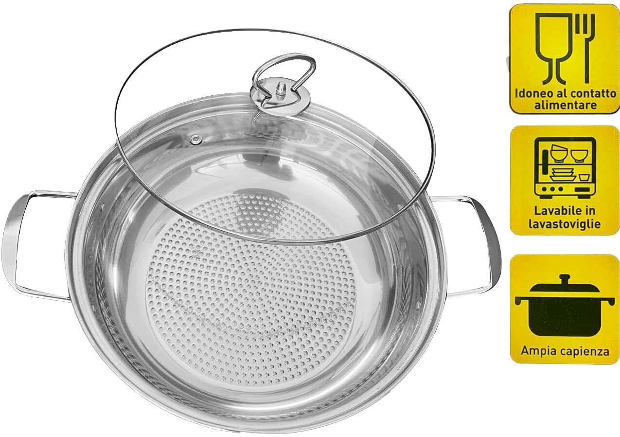 Ανοξείδωτο Επαγωγικό Τηγάνι με Γυάλινο Καπάκι και Μονωμένες Πλαϊνές Λαβές 28cm - Hoomei Ανοξείδωτο Επαγωγικό Τηγάνι με Γυάλινο Καπάκι και Μονωμένες Πλαϊνές Λαβές 28cm - Hoomei