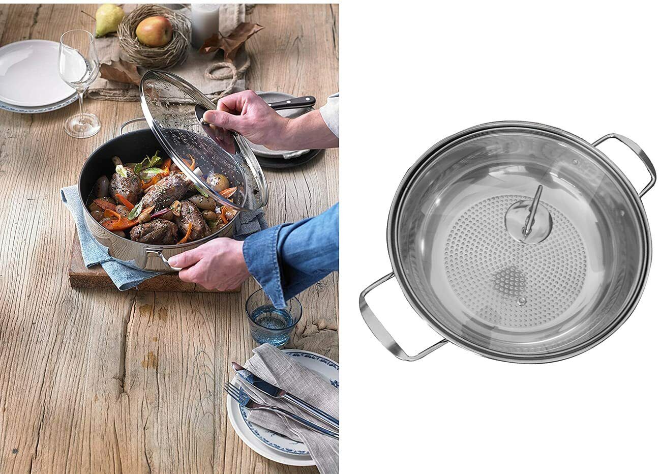 Ανοξείδωτο Επαγωγικό Τηγάνι με Γυάλινο Καπάκι και Μονωμένες Πλαϊνές Λαβές 28cm - Hoomei Ανοξείδωτο Επαγωγικό Τηγάνι με Γυάλινο Καπάκι και Μονωμένες Πλαϊνές Λαβές 28cm - Hoomei