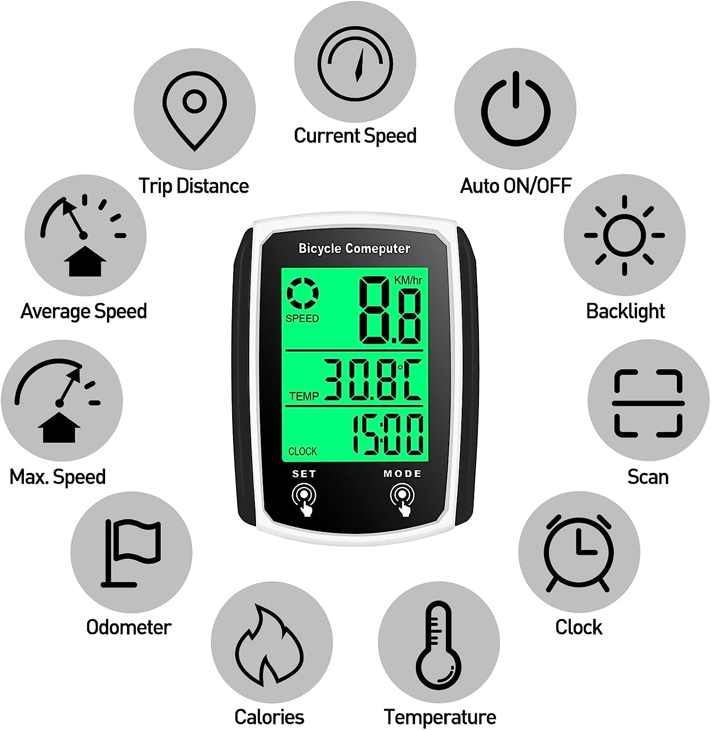 Ανθεκτικός - Αδιάβροχος Ασύρματος Υπολογιστής Ποδηλάτου - Wireless Bike Computer Ανθεκτικός - Αδιάβροχος Ασύρματος Υπολογιστής Ποδηλάτου - Wireless Bike Computer