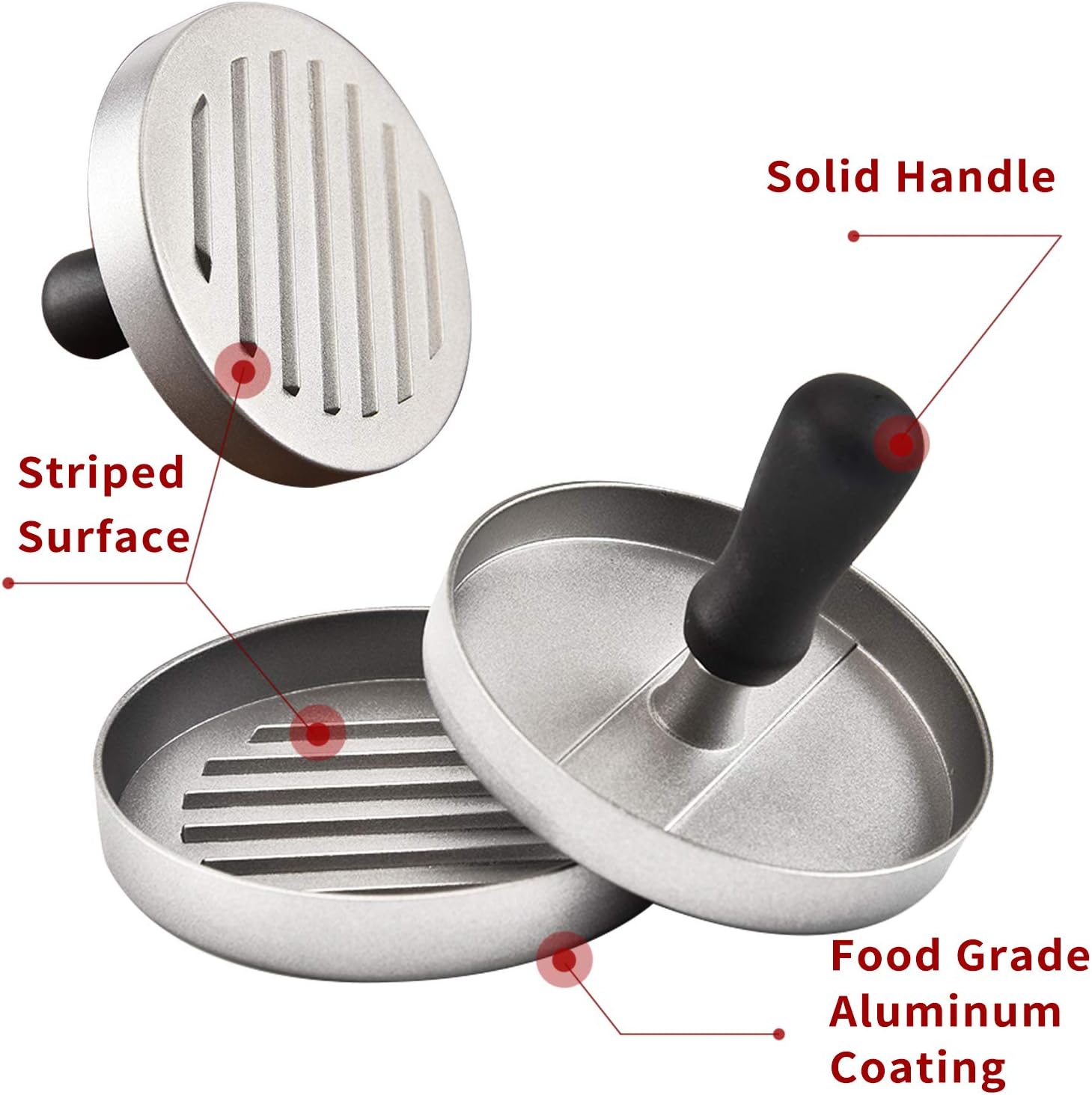 Αντικολλητική Μεταλλική Πρέσα Παρασκευής Burger με Ραβδώσεις Διαμέτρου 12cm Αντικολλητική Μεταλλική Πρέσα Παρασκευής Burger με Ραβδώσεις Διαμέτρου 12cm