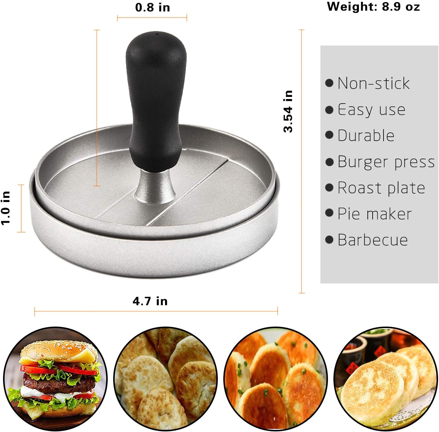 Αντικολλητική Μεταλλική Πρέσα Παρασκευής Burger με Ραβδώσεις Διαμέτρου 12cm Αντικολλητική Μεταλλική Πρέσα Παρασκευής Burger με Ραβδώσεις Διαμέτρου 12cm