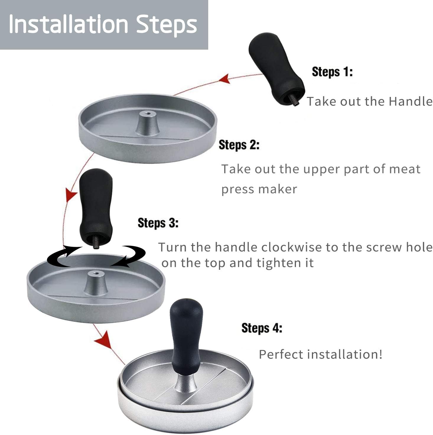 Αντικολλητική Μεταλλική Πρέσα Παρασκευής Burger με Ραβδώσεις Διαμέτρου 12cm Αντικολλητική Μεταλλική Πρέσα Παρασκευής Burger με Ραβδώσεις Διαμέτρου 12cm