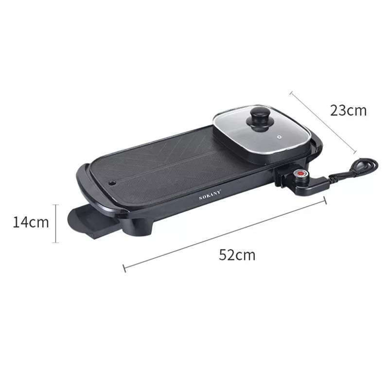 Αντικολλητικό Teppanyaki- Πλάκα Ψησίματος με Ρυθμιζόμενο Θερμοστάτη και Καπάκι Sokany 1600W 39εκ Αντικολλητικό Teppanyaki- Πλάκα Ψησίματος με Ρυθμιζόμενο Θερμοστάτη και Καπάκι Sokany 1600W 39εκ