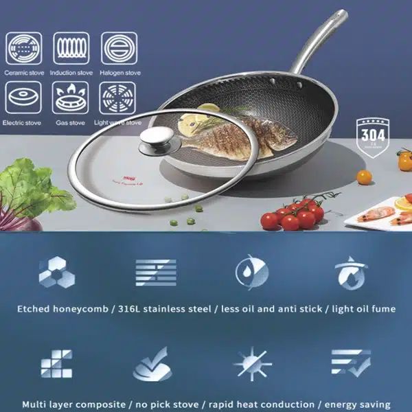 Αντικολλητικό Τηγάνι Wok Pan με Αποσπώμενες Πλάκες και Καπάκι 32cm DSP Αντικολλητικό Τηγάνι Wok Pan με Αποσπώμενες Πλάκες και Καπάκι 32cm DSP