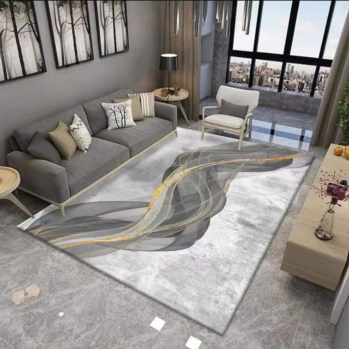 Υψηλής Ποιότητας Αντιολισθητικό και Υποαλλεργικό Χαλί με Τρισδιάστατο Minimal Αφηρημένο Σχέδιο σε Γκρι-Χρυσό Χρώμα 160x230εκ Υψηλής Ποιότητας Αντιολισθητικό και Υποαλλεργικό Χαλί με Τρισδιάστατο Minimal Αφηρημένο Σχέδιο σε Γκρι-Χρυσό Χρώμα 160x230εκ