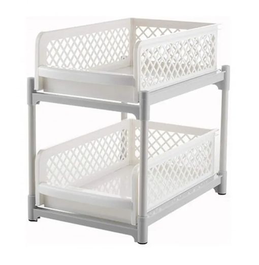 Αποθηκευτική Επιτραπέζια Ραφιέρα Βάση Οργάνωσης με 2 Ράφια 39x29x18cm Πλαστική Λευκή Γκρι Αποθηκευτική Επιτραπέζια Ραφιέρα Βάση Οργάνωσης με 2 Ράφια 39x29x18cm Πλαστική Λευκή Γκρι