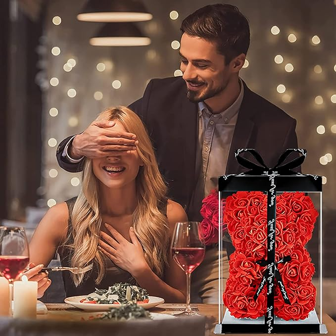 Αρκουδάκι από Κόκκινα Τεχνητά Τριαντάφυλλα με Φωτάκια σε Συσκευασία Δώρου 23 cm - Homie Αρκουδάκι από Κόκκινα Τεχνητά Τριαντάφυλλα με Φωτάκια σε Συσκευασία Δώρου 23 cm - Homie