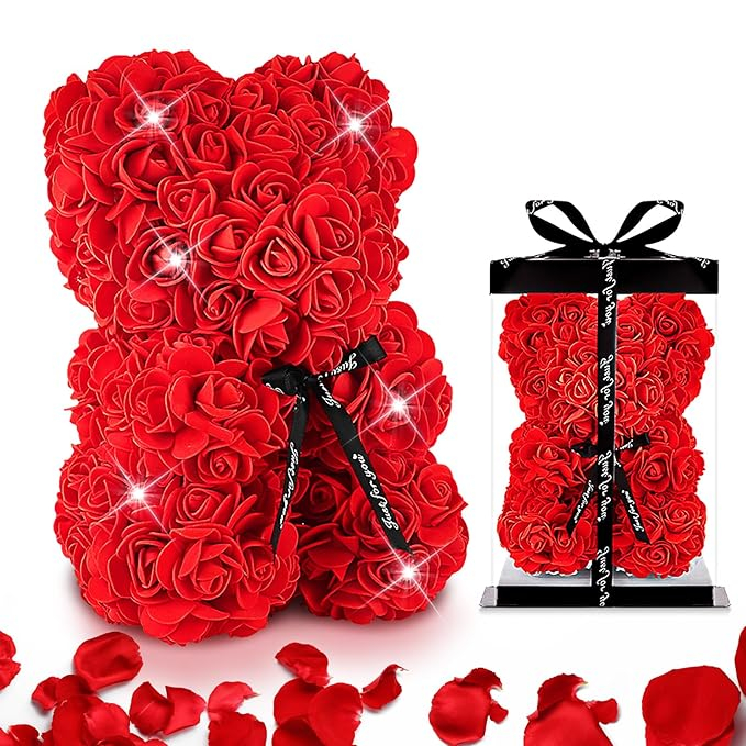 Αρκουδάκι από Κόκκινα Τεχνητά Τριαντάφυλλα με Φωτάκια σε Συσκευασία Δώρου 23 cm - Homie Αρκουδάκι από Κόκκινα Τεχνητά Τριαντάφυλλα με Φωτάκια σε Συσκευασία Δώρου 23 cm - Homie