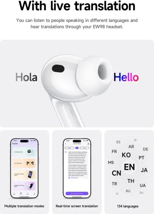 Ασύρματα Bluetooth Ακουστικά Hoco EW98 – Active Noise Cancellation, AI Μετάφραση & Καρδιακός Παλμός | ANC, BT6.0, 4h Αυτονομία, USB-C Ασύρματα Bluetooth Ακουστικά Hoco EW98 – Active Noise Cancellation, AI Μετάφραση & Καρδιακός Παλμός | ANC, BT6.0, 4h Αυτονομία, USB-C