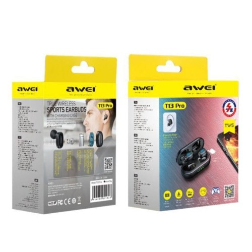 Ασύρματα Bluetooth Ακουστικά με Φορητή Θήκη Φόρτισης, Λειτουργία Αφής και Noise Cancelling Awei T13 Pro Earbuds Ασύρματα Bluetooth Ακουστικά με Φορητή Θήκη Φόρτισης, Λειτουργία Αφής και Noise Cancelling Awei T13 Pro Earbuds