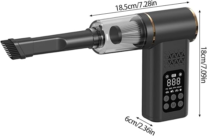 Ασύρματη Φορητή Αντλία Αέρα και Ηλεκτρική Σκούπα Αυτοκινήτου 5 σε 1 με Ψηφιακό Μανόμετρο Ασύρματη Φορητή Αντλία Αέρα και Ηλεκτρική Σκούπα Αυτοκινήτου 5 σε 1 με Ψηφιακό Μανόμετρο