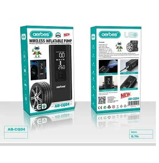 Ασύρματη Φορητή Επαναφορτιζόμενη Τρόμπα Αυτοκινήτου με Οθόνη LCD 6000mAh Aerbes Μαύρη Ασύρματη Φορητή Επαναφορτιζόμενη Τρόμπα Αυτοκινήτου με Οθόνη LCD 6000mAh Aerbes Μαύρη