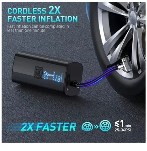 Ασύρματη Φορητή Επαναφορτιζόμενη Τρόμπα Αυτοκινήτου με Οθόνη LCD 6000mAh Aerbes Μαύρη Ασύρματη Φορητή Επαναφορτιζόμενη Τρόμπα Αυτοκινήτου με Οθόνη LCD 6000mAh Aerbes Μαύρη