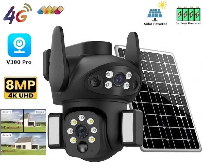 Ασύρματη Ηλιακή Κάμερα Ασφαλείας 8MP Διπλής Κατεύθυνσης Ασύρματη Ηλιακή Κάμερα Ασφαλείας 8MP Διπλής Κατεύθυνσης