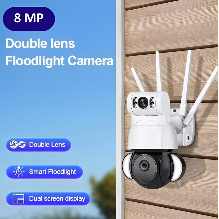 Ασύρματη IP Διπλή Κάμερα Παρακολούθησης Wifi - Με Διπλό Φακό & Φωτισμό LED & Ανιχνευτή Κίνησης - 4K - Andowl Ασύρματη IP Διπλή Κάμερα Παρακολούθησης Wifi - Με Διπλό Φακό & Φωτισμό LED & Ανιχνευτή Κίνησης - 4K - Andowl
