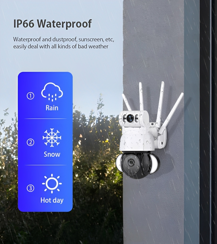 Ασύρματη IP Διπλή Κάμερα Παρακολούθησης Wifi - Με Διπλό Φακό & Φωτισμό LED & Ανιχνευτή Κίνησης - 4K - Andowl Ασύρματη IP Διπλή Κάμερα Παρακολούθησης Wifi - Με Διπλό Φακό & Φωτισμό LED & Ανιχνευτή Κίνησης - 4K - Andowl