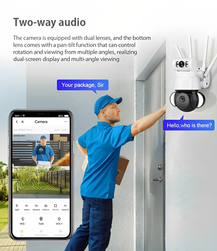 Ασύρματη IP Διπλή Κάμερα Παρακολούθησης Wifi - Με Διπλό Φακό & Φωτισμό LED & Ανιχνευτή Κίνησης - 4K - Andowl Ασύρματη IP Διπλή Κάμερα Παρακολούθησης Wifi - Με Διπλό Φακό & Φωτισμό LED & Ανιχνευτή Κίνησης - 4K - Andowl