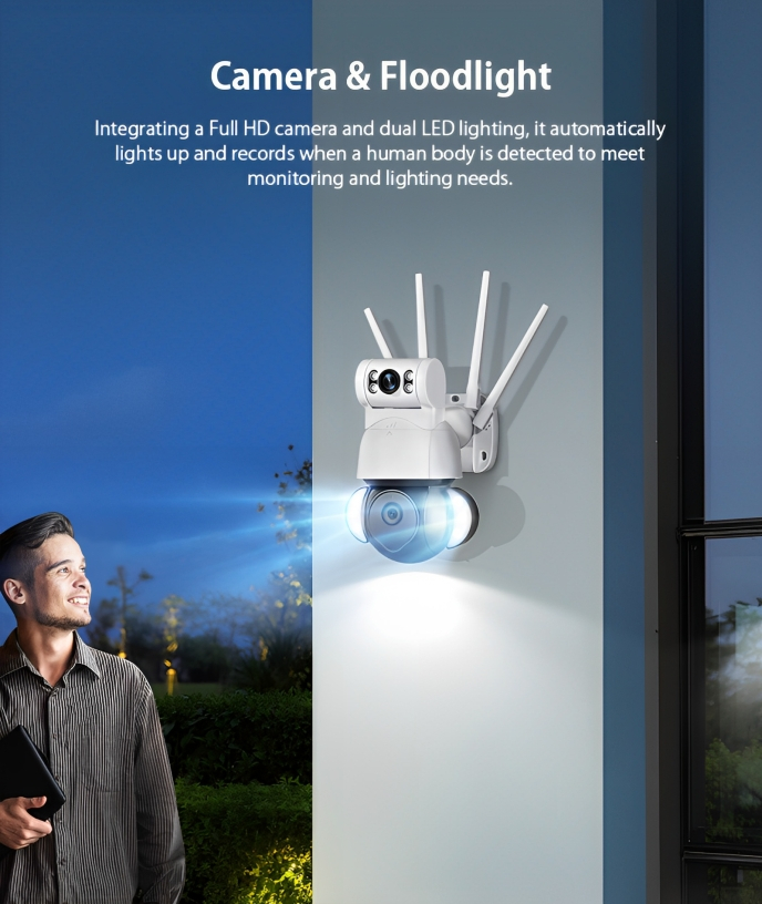Ασύρματη IP Διπλή Κάμερα Παρακολούθησης Wifi - Με Διπλό Φακό & Φωτισμό LED & Ανιχνευτή Κίνησης - 4K - Andowl Ασύρματη IP Διπλή Κάμερα Παρακολούθησης Wifi - Με Διπλό Φακό & Φωτισμό LED & Ανιχνευτή Κίνησης - 4K - Andowl
