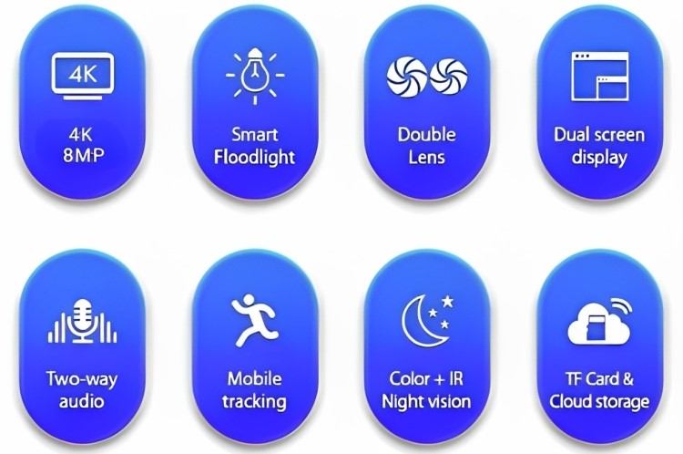 Ασύρματη IP Διπλή Κάμερα Παρακολούθησης Wifi - Με Διπλό Φακό & Φωτισμό LED & Ανιχνευτή Κίνησης - 4K - Andowl Ασύρματη IP Διπλή Κάμερα Παρακολούθησης Wifi - Με Διπλό Φακό & Φωτισμό LED & Ανιχνευτή Κίνησης - 4K - Andowl