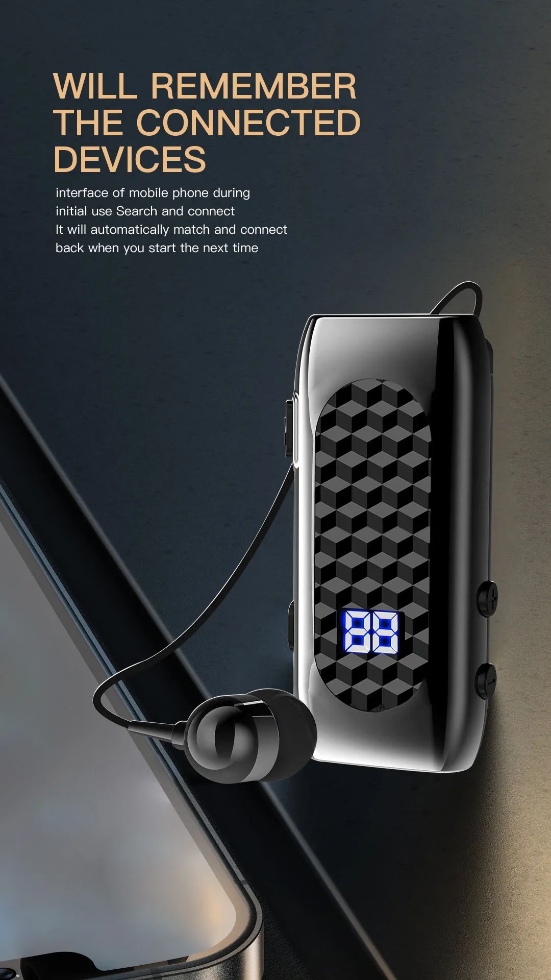 Ασύρματο Ακουστικό Bluetooth Handsfree – Ανασυρόμενο Ακουστικό Πέτου Μαύρο Ασύρματο Ακουστικό Bluetooth Handsfree – Ανασυρόμενο Ακουστικό Πέτου Μαύρο