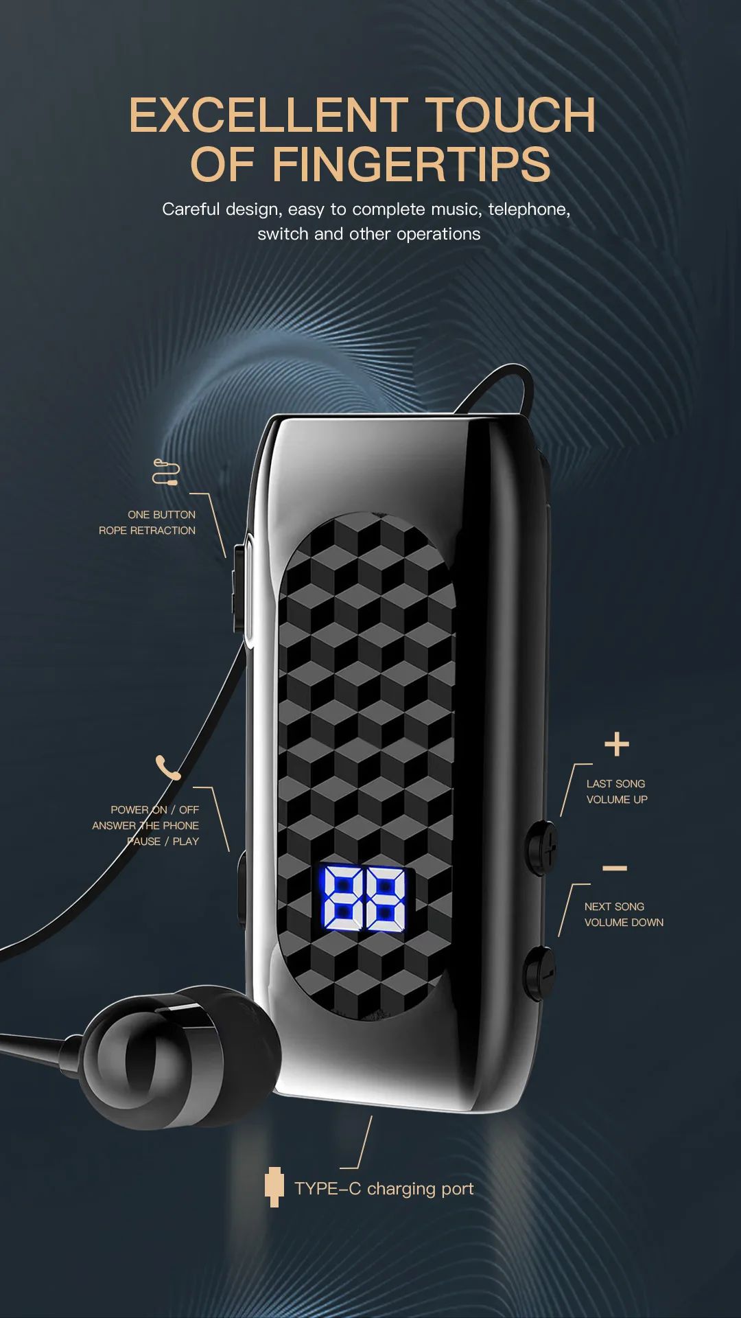 Ασύρματο Ακουστικό Bluetooth Handsfree – Ανασυρόμενο Ακουστικό Πέτου Μαύρο Ασύρματο Ακουστικό Bluetooth Handsfree – Ανασυρόμενο Ακουστικό Πέτου Μαύρο