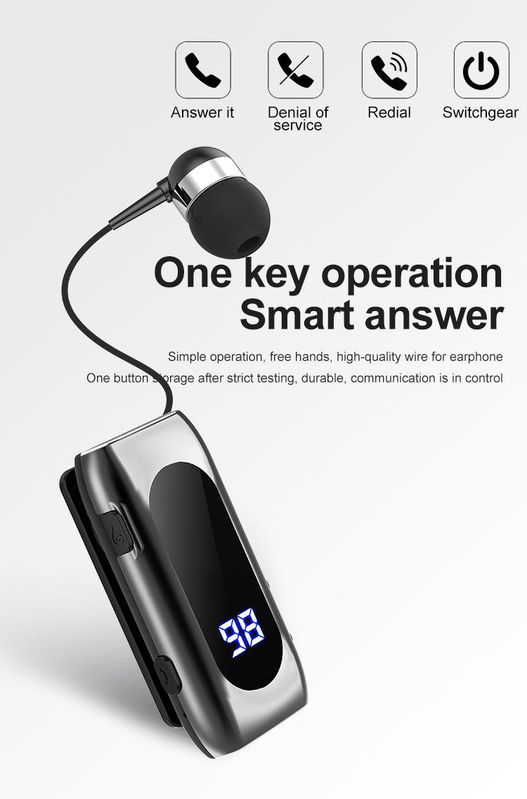 Ασύρματο Ακουστικό Bluetooth Handsfree - K55 Retractable - Μαύρο - για Android και iOS Ασύρματο Ακουστικό Bluetooth Handsfree - K55 Retractable - Μαύρο - για Android και iOS