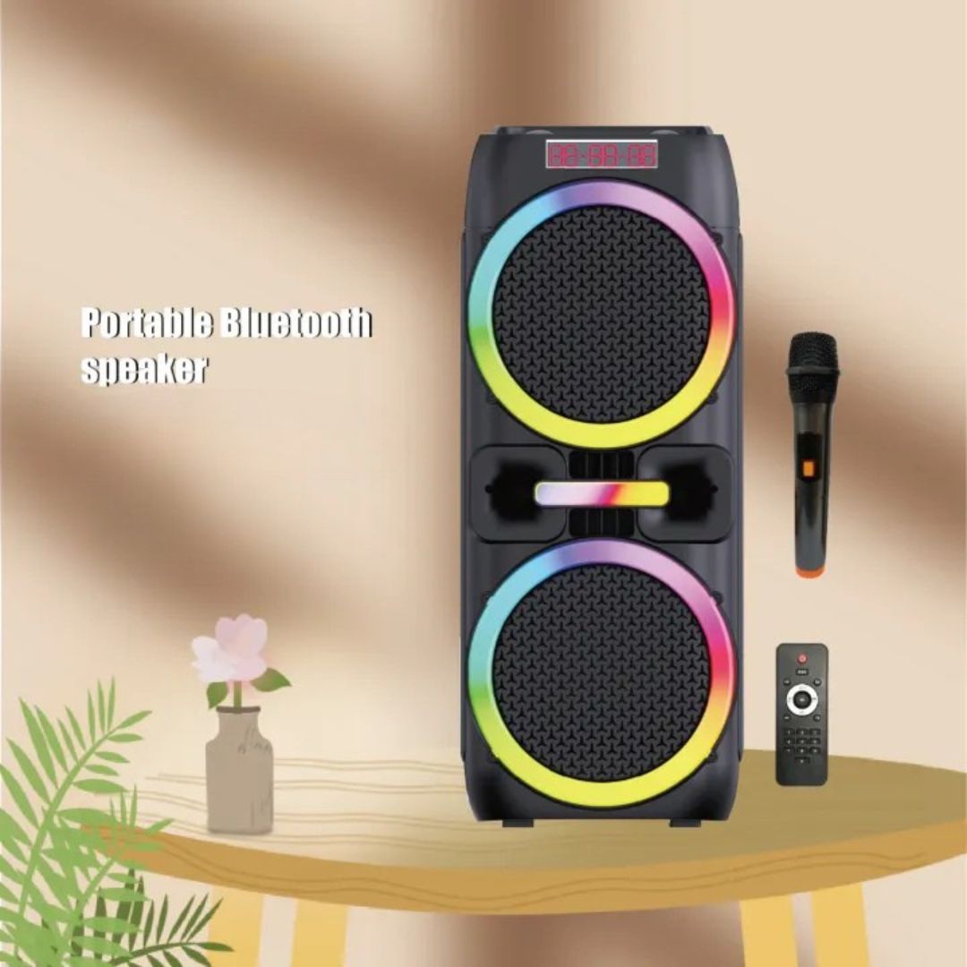 Ασύρματο Φορητό Ηχείο Bluetooth με LED RGB Φωτισμό, Τηλεχειριστήριο & Μικρόφωνο Ασύρματο Φορητό Ηχείο Bluetooth με LED RGB Φωτισμό, Τηλεχειριστήριο & Μικρόφωνο