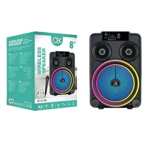 Ασύρματο Φορητό Ηχείο Bluetooth με LED RGB Φωτισμό, USB, TF, AUX, Ραδιόφωνο και Μικρόφωνο σε Μαύρο Χρώμα Ασύρματο Φορητό Ηχείο Bluetooth με LED RGB Φωτισμό, USB, TF, AUX, Ραδιόφωνο και Μικρόφωνο σε Μαύρο Χρώμα