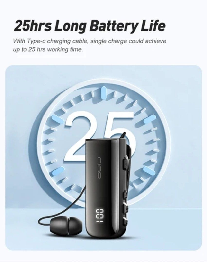 Ασύρματο Handsfree Ακουστικό Bluetooth Firo με Αναδιπλούμενο Καλώδιο, Δόνηση & Ένδειξη Μπαταρίας – Μαύρο Ασύρματο Handsfree Ακουστικό Bluetooth Firo με Αναδιπλούμενο Καλώδιο, Δόνηση & Ένδειξη Μπαταρίας – Μαύρο