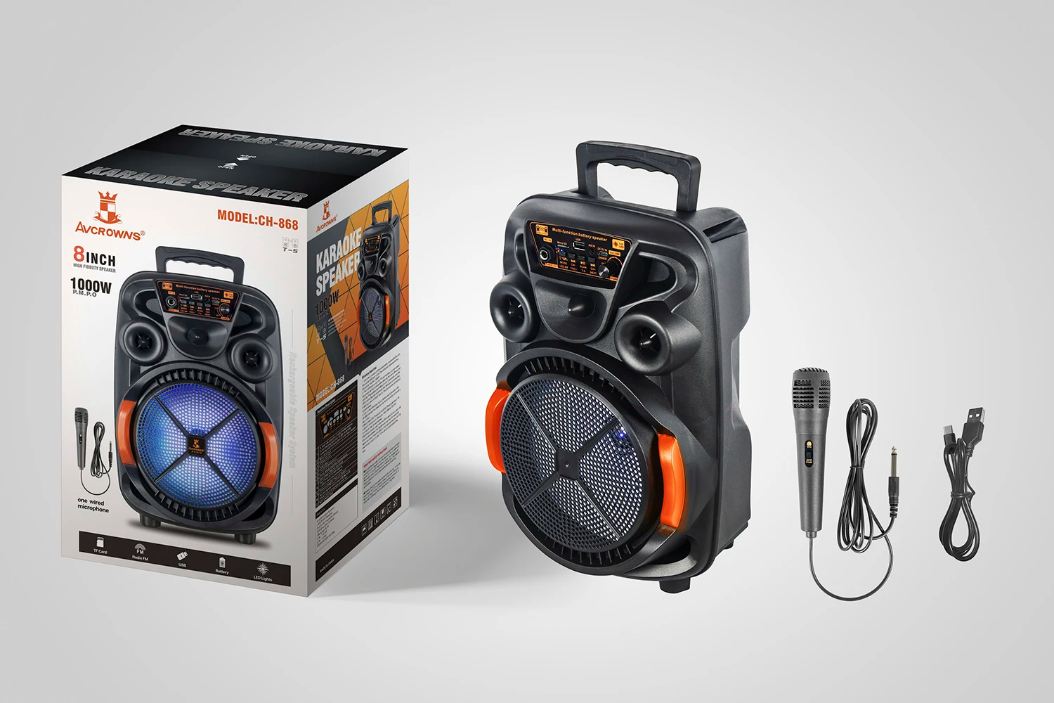 Ασύρματο Ηχείο Bluetooth Karaoke με Ενσύρματο Μικρόφωνο και Φωτισμό LED Ασύρματο Ηχείο Bluetooth Karaoke με Ενσύρματο Μικρόφωνο και Φωτισμό LED