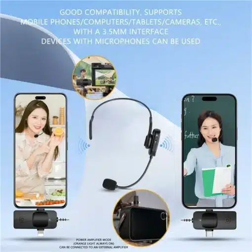 Ασύρματο Μικρόφωνο Κεφαλής με Δέκτη TypeC, AUX & Lightning - Andowl Ασύρματο Μικρόφωνο Κεφαλής με Δέκτη TypeC, AUX & Lightning - Andowl