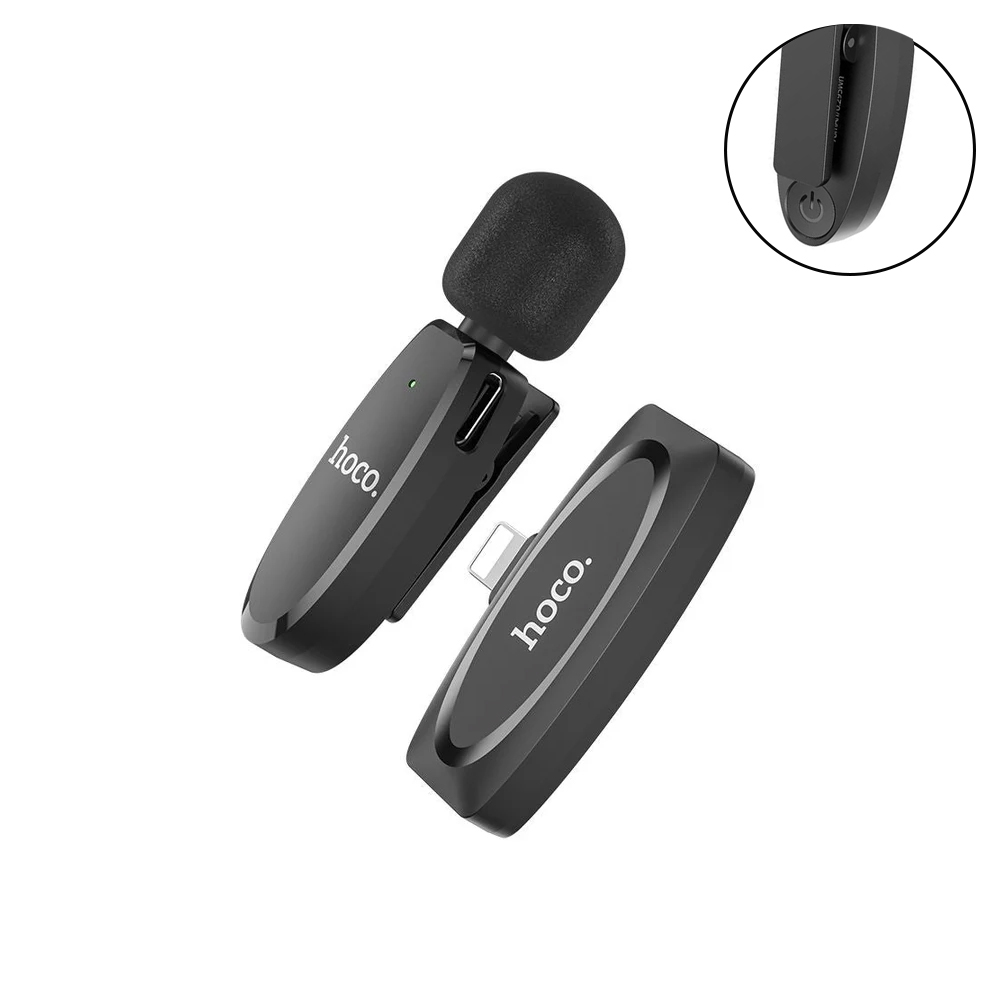 Ασύρματο Πυκνωτικό Μικρόφωνο Πέτου Lightning για Κάμερα και Κινητό με Εμβέλεια 20μ Hoco Μαύρο Ασύρματο Πυκνωτικό Μικρόφωνο Πέτου Lightning για Κάμερα και Κινητό με Εμβέλεια 20μ Hoco Μαύρο