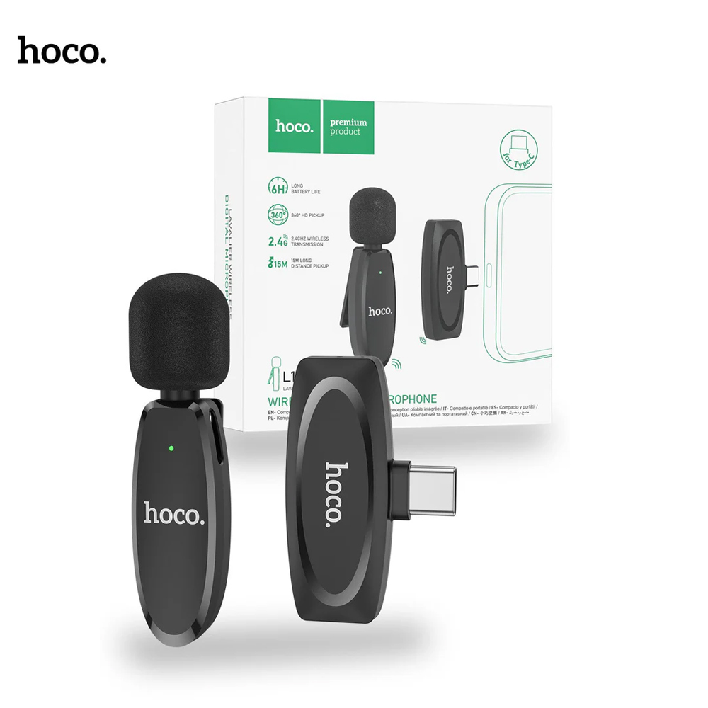 Ασύρματο Πυκνωτικό Μικρόφωνο Πέτου Type-c για Κάμερα και Κινητό με Εμβέλεια 20μ Hoco Μαύρο Ασύρματο Πυκνωτικό Μικρόφωνο Πέτου Type-c για Κάμερα και Κινητό με Εμβέλεια 20μ Hoco Μαύρο