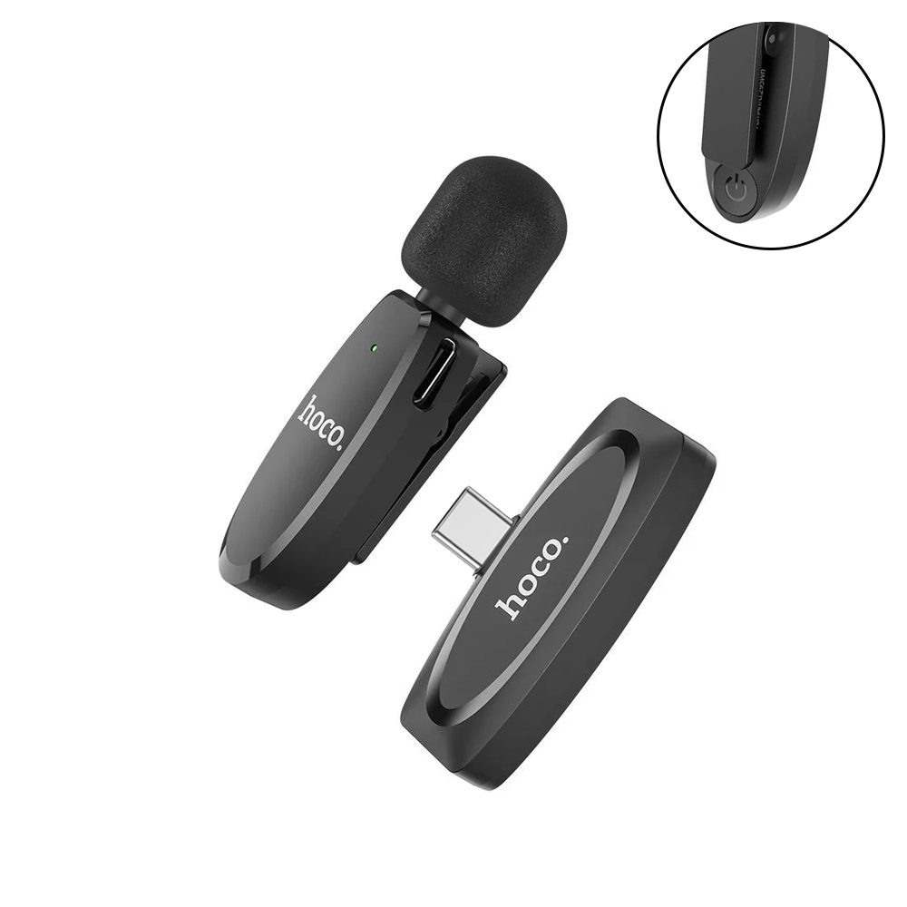 Ασύρματο Πυκνωτικό Μικρόφωνο Πέτου Type-c για Κάμερα και Κινητό με Εμβέλεια 20μ Hoco Μαύρο Ασύρματο Πυκνωτικό Μικρόφωνο Πέτου Type-c για Κάμερα και Κινητό με Εμβέλεια 20μ Hoco Μαύρο