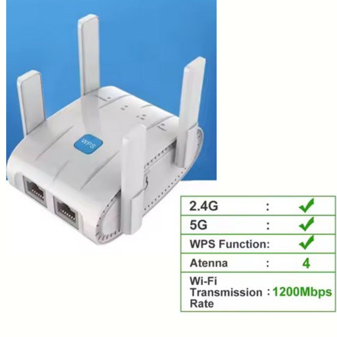Ασύρματος Ενισχυτής Σήματος Wifi Extender 1200 Mbps Dual Band 2.4G & 5G με WPS Ασύρματος Ενισχυτής Σήματος Wifi Extender 1200 Mbps Dual Band 2.4G & 5G με WPS