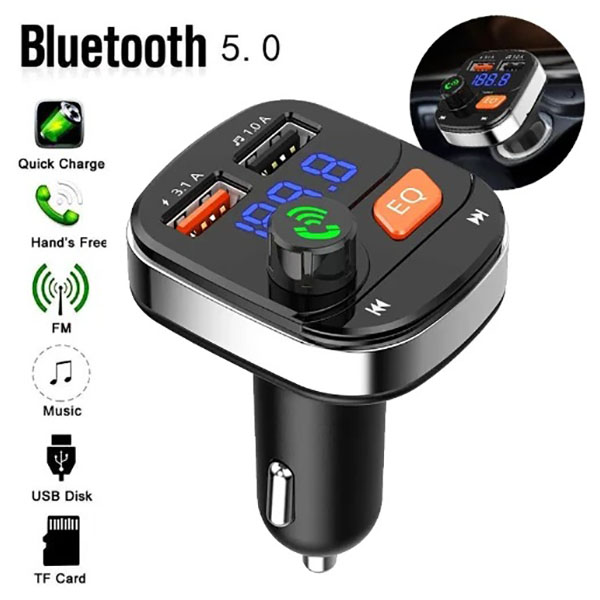 Ασύρματος Πομπός FM με 2 USB και Υποδοχή Κάρτας Μνήμης Andowl μαύρο Ασύρματος Πομπός FM με 2 USB και Υποδοχή Κάρτας Μνήμης Andowl μαύρο