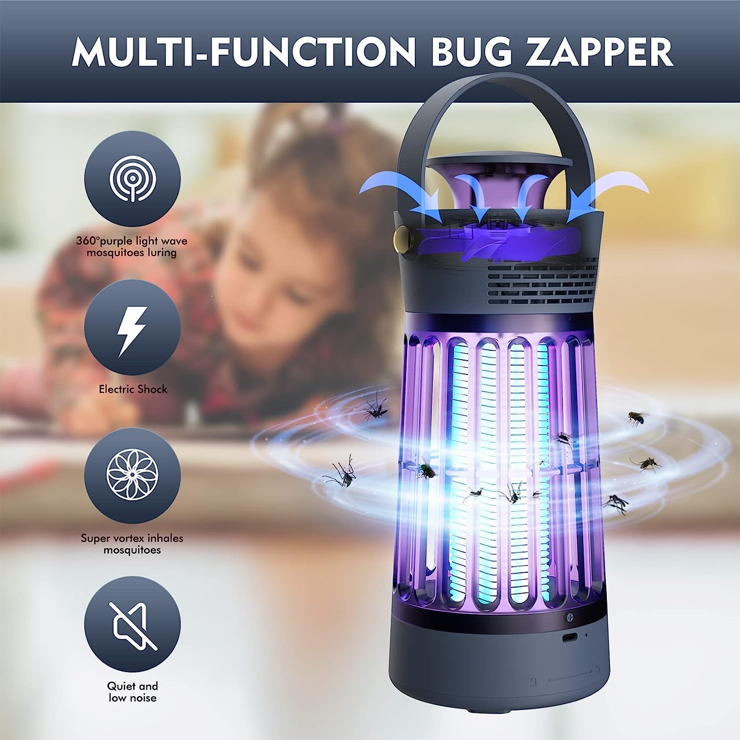 Αθόρυβος LED Εξολοθρευτής Εντόμων Andowl 10W με USB Θύρα, UV Φωτισμό & Ανεμιστήρα Αθόρυβος LED Εξολοθρευτής Εντόμων Andowl 10W με USB Θύρα, UV Φωτισμό & Ανεμιστήρα