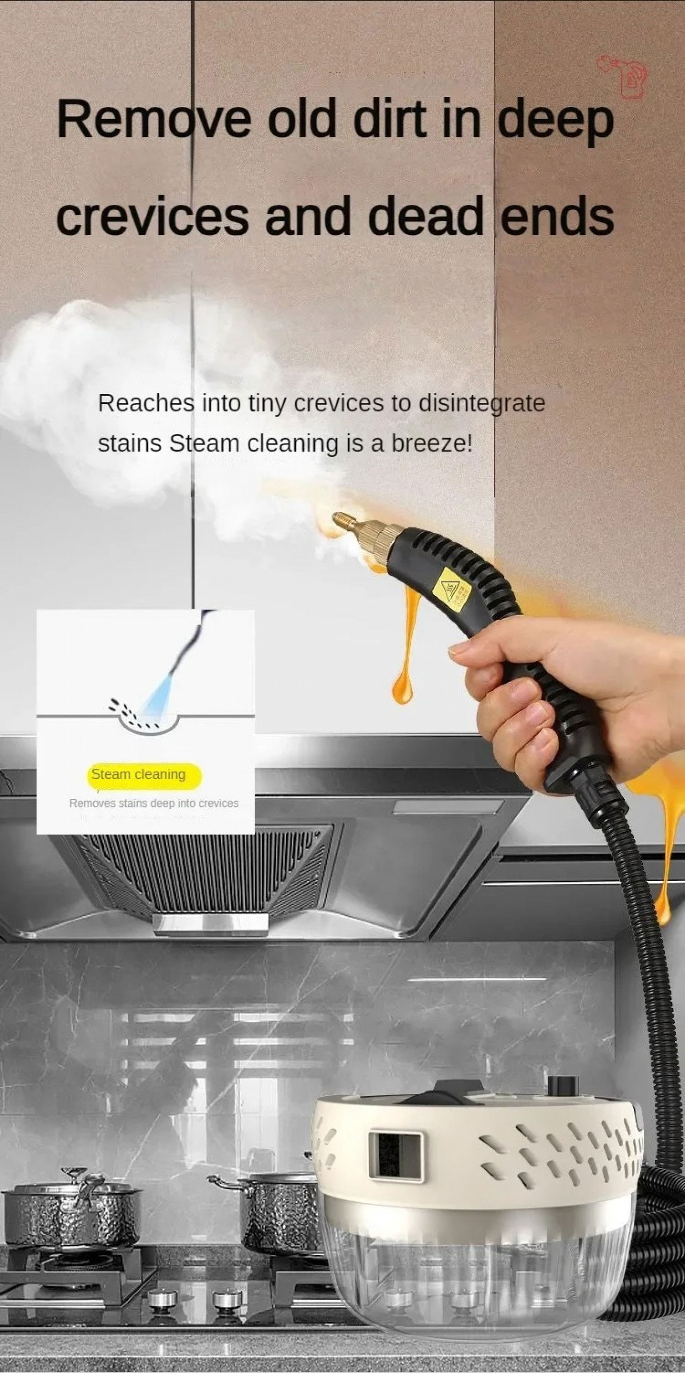 Ατμοκαθαριστής Χειρός Υψηλής Πίεσης 3000W με Δοχείο Χωρητικότητας 1400ml Ατμοκαθαριστής Χειρός Υψηλής Πίεσης 3000W με Δοχείο Χωρητικότητας 1400ml