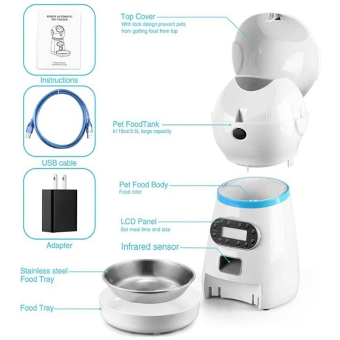 Αυτόματη Ταΐστρα για Σκύλους & Γάτες 3.5L με Οθόνη & Φωνητική Ειδοποίηση Αυτόματη Ταΐστρα για Σκύλους & Γάτες 3.5L με Οθόνη & Φωνητική Ειδοποίηση